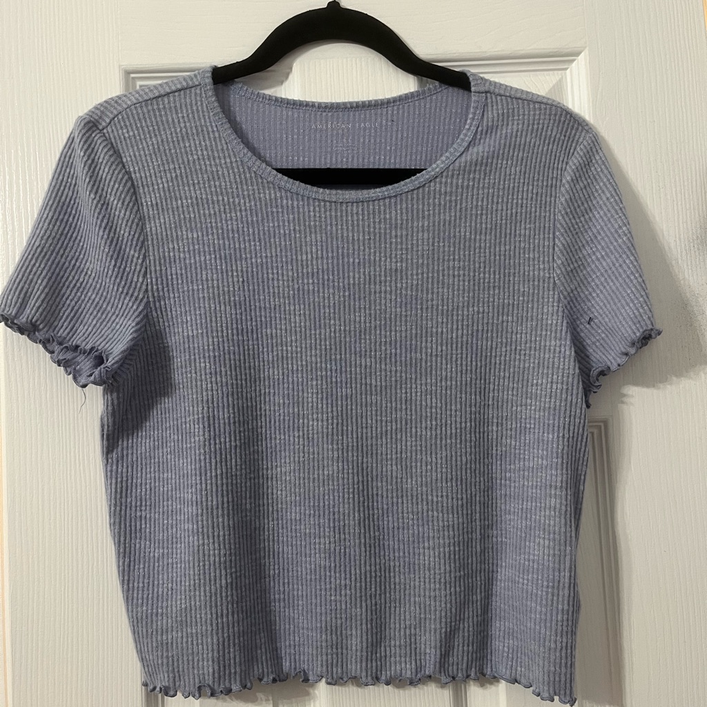 Women's Large American Eagle Purple Ribbed Tee